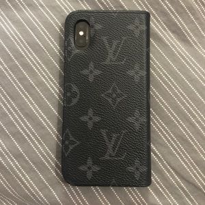 Louis Vuitton black leather iPhone X case